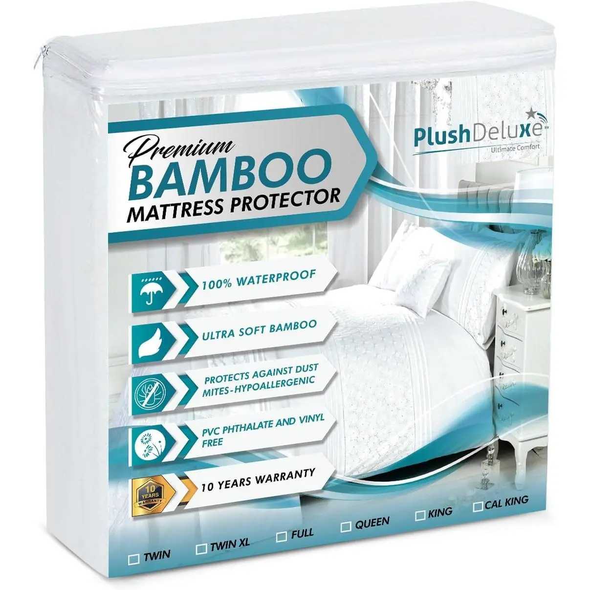 Bamboo Waterproof Mattress Protector, Full Size, Soft