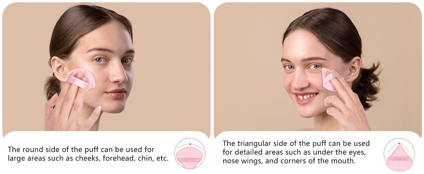 6 Pcs Powder Puff, Face Soft Triangle Makeup Puff Velour Makeup Sponge for Loose Powder (Black)