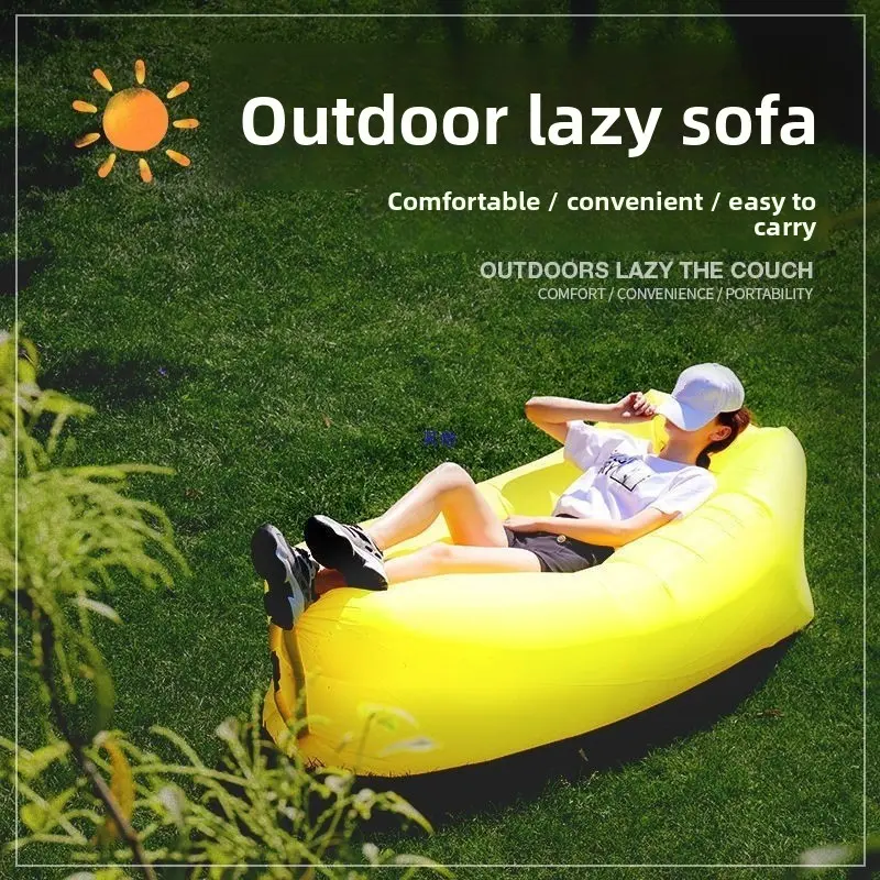 Portable Polyester Inflatable Lounger with Full Body Support, Waterproof Air Sofa with Curved Contour for Hiking, Light Outdoor & Beach Trips, Compact for Backpack Transport, Storage, Foldable, Durable