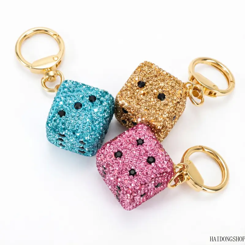 Minimal Lucky Viral Auspicious Fortune Dice Keychain For Men Women, Meaningful Wealth Bag Charm Key Ring, Neutral Good Luck Accessory For Car Keys Backpack Campus Daily Travel Styling