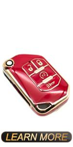 Key Fob Cover Compatible with Jeep Gladiator Wrangler Wagoneer Flip 4 Buttons TPU Remote Keyless Key Fob Case Protection Shell Accessories, White