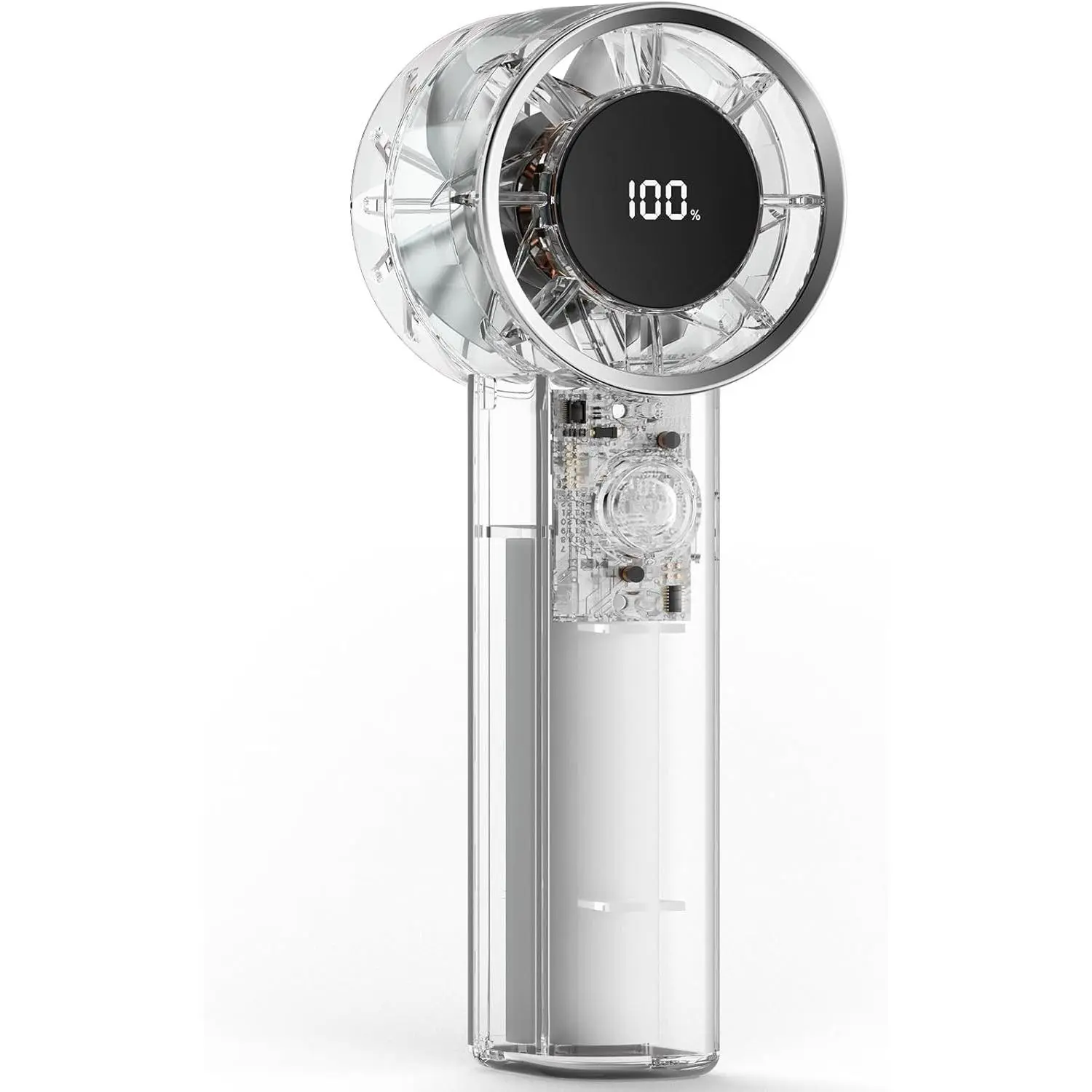 Portable Fan Mini Handheld Turbo Fan for Travel, 20H Max Cooling Time, 1-100 Speeds Rechargeable Battery Fans with LED Display, Transparent Hand Held & Desk Personal Fans for Outdoor BeachGift.