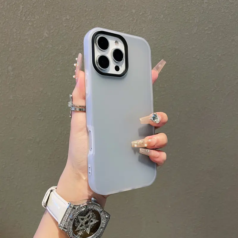 Slim Frosted Translucent Phone Case for iPhone Series (17Pro Max,16,15,14,13,12,11Pro) - Shockproof PC+TPU Protective Accessories, Full Protection, Modern Stylish Design, Fits iOS, Ideal Candy-Themed Gift