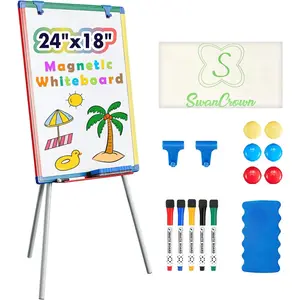 24x18 Inch Magnetic Dry Erase White Board Art Easel with Height-Adjustable Tripod Stand, Flipchart Drawing Board Perfect for Kids