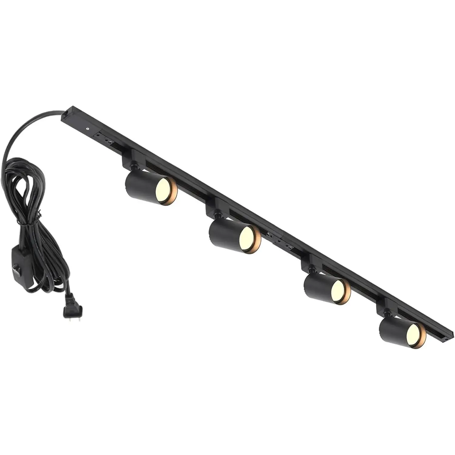 Plug in Track Lighting with Power Cord, 4-Light GU10 Track Lighting Kit with Track Rail, Modern Kitchen LED Track Lighting Fixtures Ceiling Wall Spot Light, 13FT Plug Cord, Black (No Bulbs)