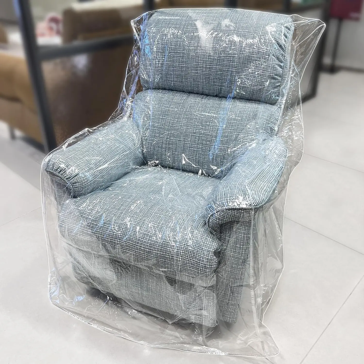 Plastic Recliner Furniture Cover – Clear Moving Bag for Couch, Heavy Duty Waterproof Protector for Pets, Cat Scratching Guard, Armchair Cover 42" BH x 25" AH x 36”W x 40”D (1 Pack)