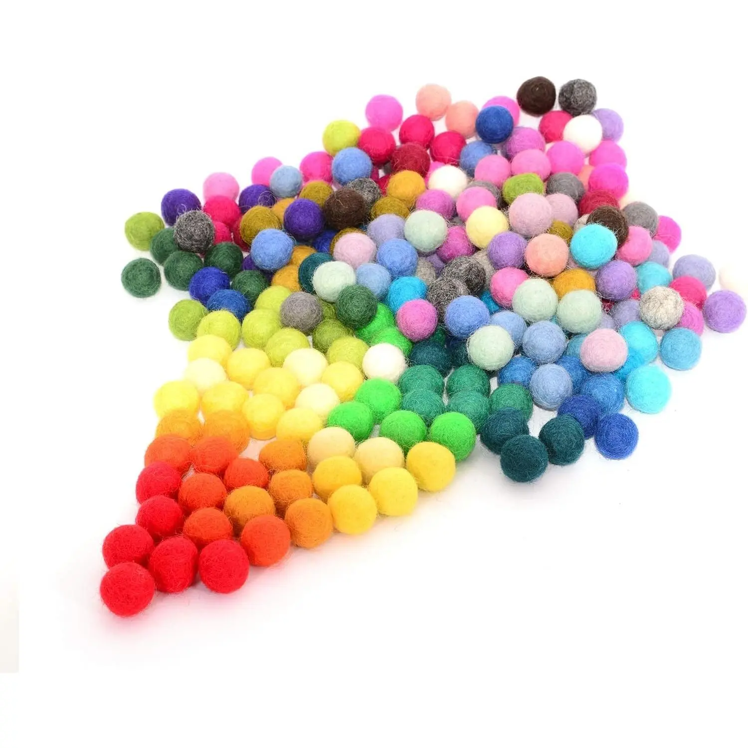 Felt Pom Poms, Wool Balls (240 Pieces) 1.5 cm – 0.6 Inch, Handmade Felted 40 Color (Red, Pink, Blue, Orange, Yellow, Gray, Black, Pastel and More) Bulk Small Puff for Felting and Garland