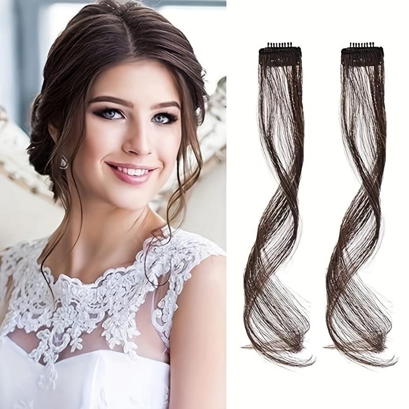 2pcs long side air bangs, wavy clip-in curtain bangs, front bangs for women's daily use, Christmas, music festival wigs