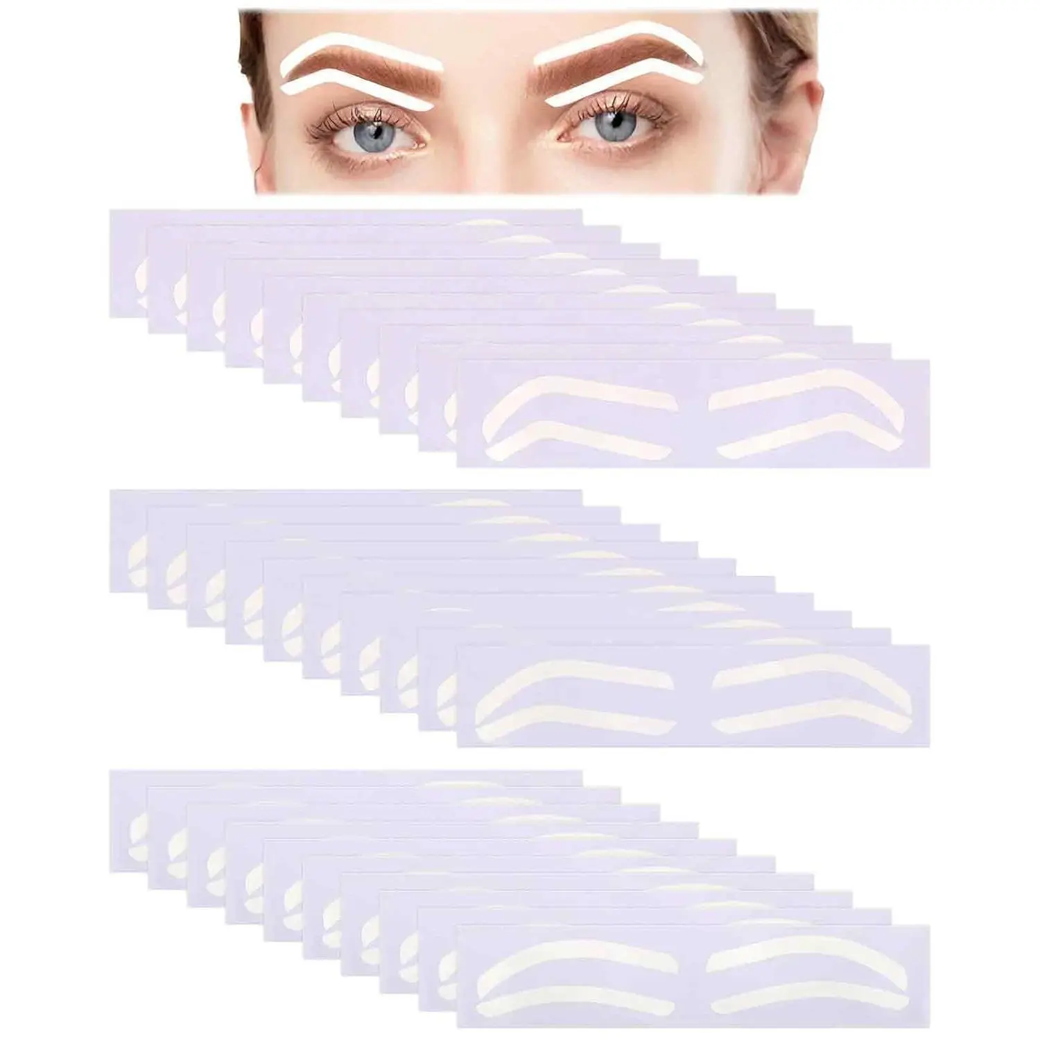 90 Pairs Cosmetic Makeup Eyebrow Stickers Stencils - 3 Shapes Disposable Eyebrow Tape Strips for Airbrush Tinting, Cosmetic Tools, Double-Sided, Single-Use Tape