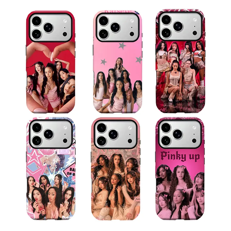 Y-Pink KATSEYEEE Custom Rubber Girl Group Collage Phone Case - Protective Accessories with Impact Resistance, Compatible with iPhone 11-17 Pro Max/Samsung S22-S25 Ultra, Ideal Christmas Gift