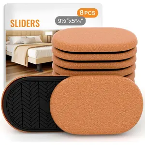 Furniture Sliders for Hardwood Floors (Felt Material) - 9-1/ 2inch Oval Reusable Furniture Sliders, Extra Thick Heavy-Duty Furniture Movers - Felt Sliders for Easy Movement