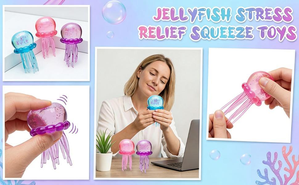 ZANOK Jellyfish Squishy, Jellyfish Squeeze Stress Ball, Ice Squeeze Cube-Drop Malt Sugar Balls Sensory for Anxiety Stress Party Favors (Blue) ZANOK Jellyfish Squishy, Jellyfish Squeeze Stress Ball, Ice Squeeze Cube-Drop Malt Sugar Balls Sensory for Anxiety Stress Party Favors (Blue)