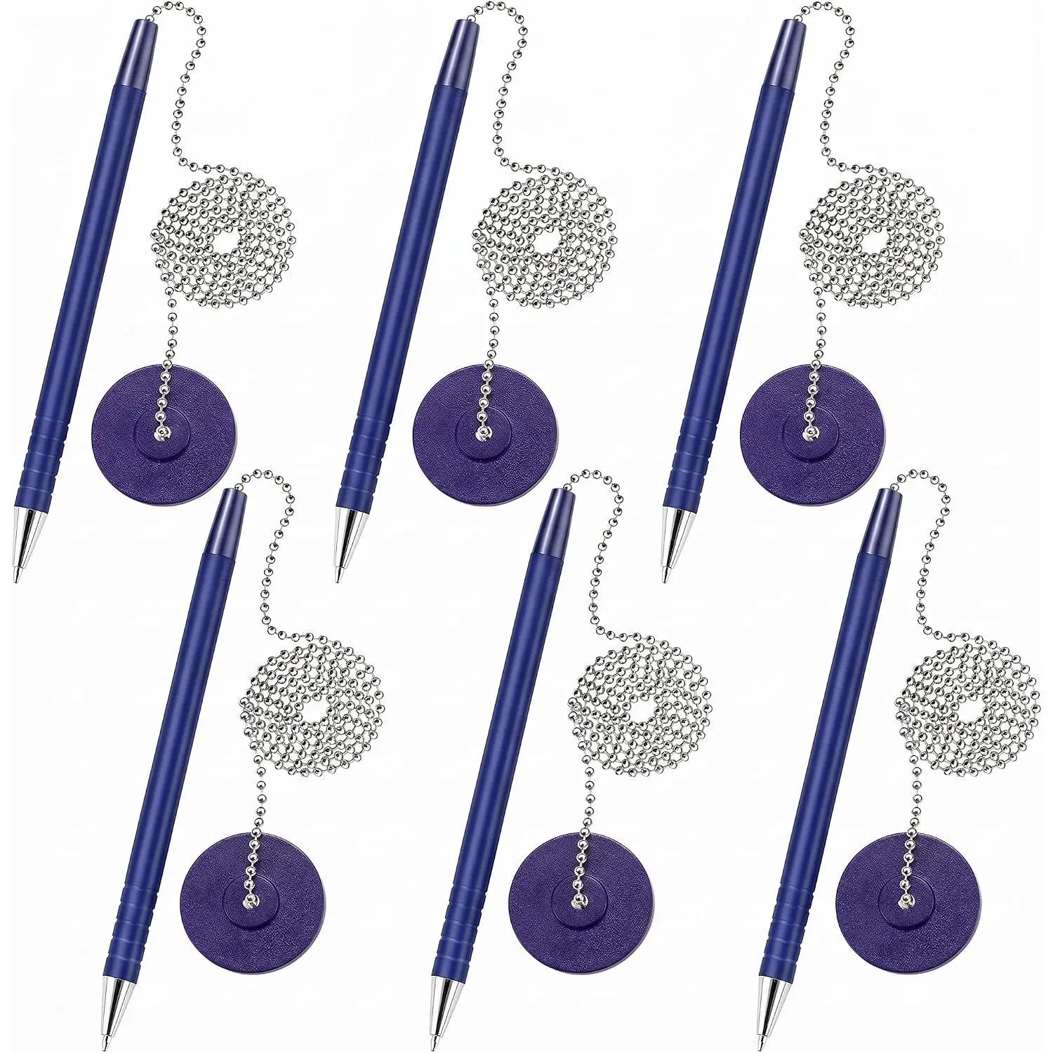 6 count  Pen with Chain and Clipboard Holder, Blue | Pen Lanyard Attachment, For Check Writing, Office  Supplies
