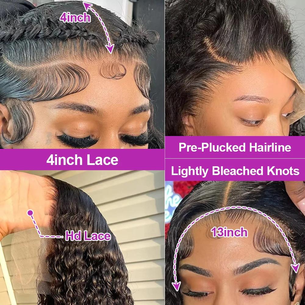 Women's Human Hair Half Wig - HD Wigs, 250% Density 40Inch Deep Wave, 13x4/13x6 360 Full Lace Frontal, Transparent Lace, Pre-Plucked Hairline & Side Parts Cap Design, Deep Wave Wig Women's Human Hair Half Wig - HD Wigs, 250% Density 40Inch Deep Wave, 13x4/13x6 360 Full Lace Frontal, Transparent Lace, Pre-Plucked Hairline & Side Parts Cap Design, Deep Wave Wig