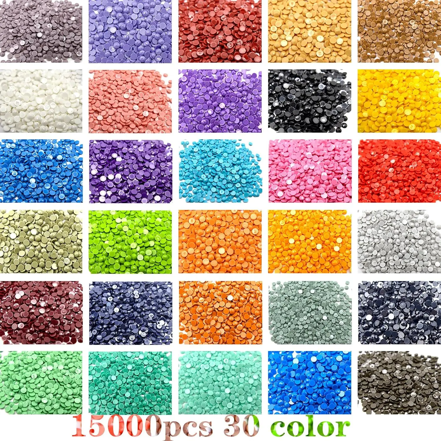 15000 count 30 Color  Art Painting Beads,Flat Bottom Round  Rhinestones for  Art Painting Accessories, Round Drills for 5D  Art DIY Craft
