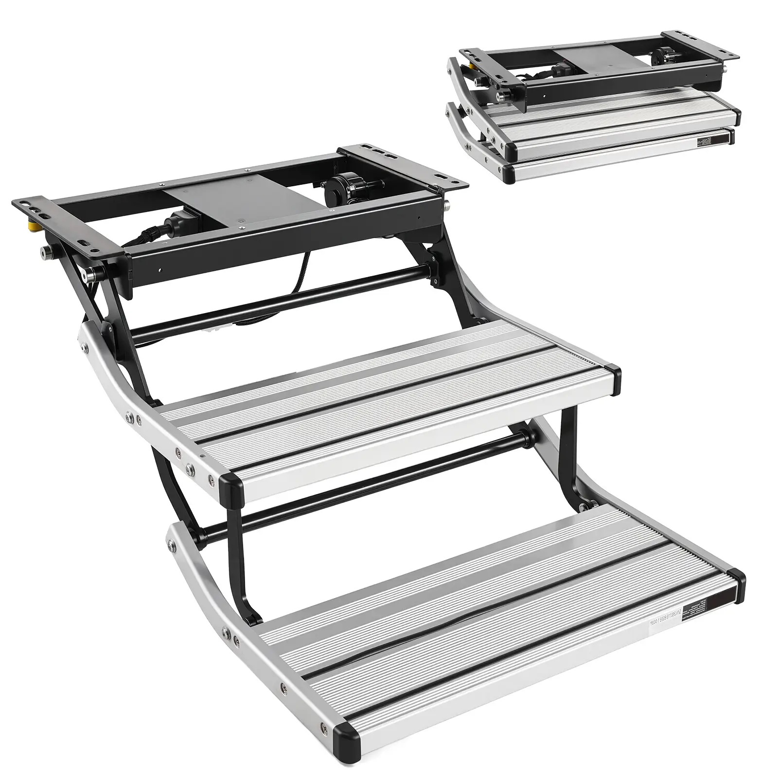 RV Steps, 2-Step, 440 lbs Load Capacity, Electric Retractable RV Stairs, Telescopic Folding Aluminum Alloy Camper Steps, Steel Frame Non-Slip Entry Stair for Camper Van Motorhome Travel Trailer