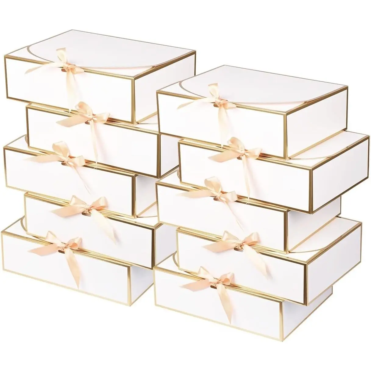 10 Pack Large Gift Boxes with Lids, 12.6x9.8x3.1 Inch Bridesmaid Proposal Box, White Gift Boxes for Presents, Wedding, Graduation, Birthday Party