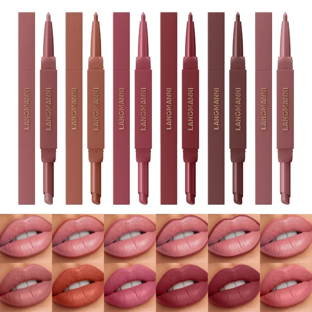 6PCS/Set Dual-ended Lip Liner and Lipstick Set, Matte Velvet Lip Pencil, Easy to Apply, Smudge-proof, Lining Pencil Lipstick Pen Set