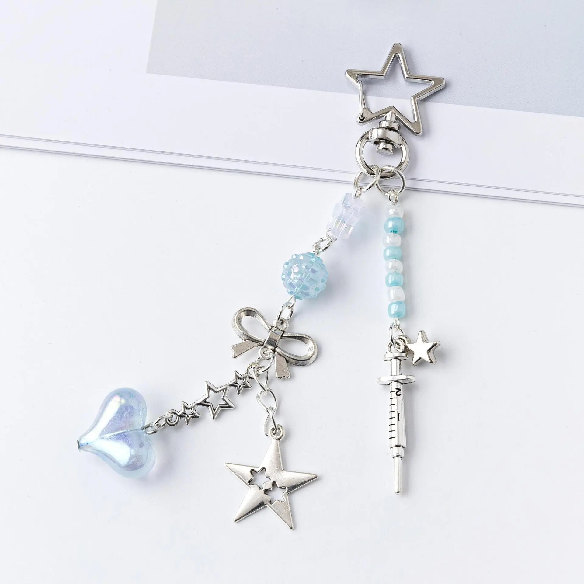 Ocean Star Pendant Keychain for Girls, Cute Keychain Accessory, Sweet Dolphin Pearl Phone Chain Accessory, Mobile Bag Charm, Fashionable Jewelry Gift