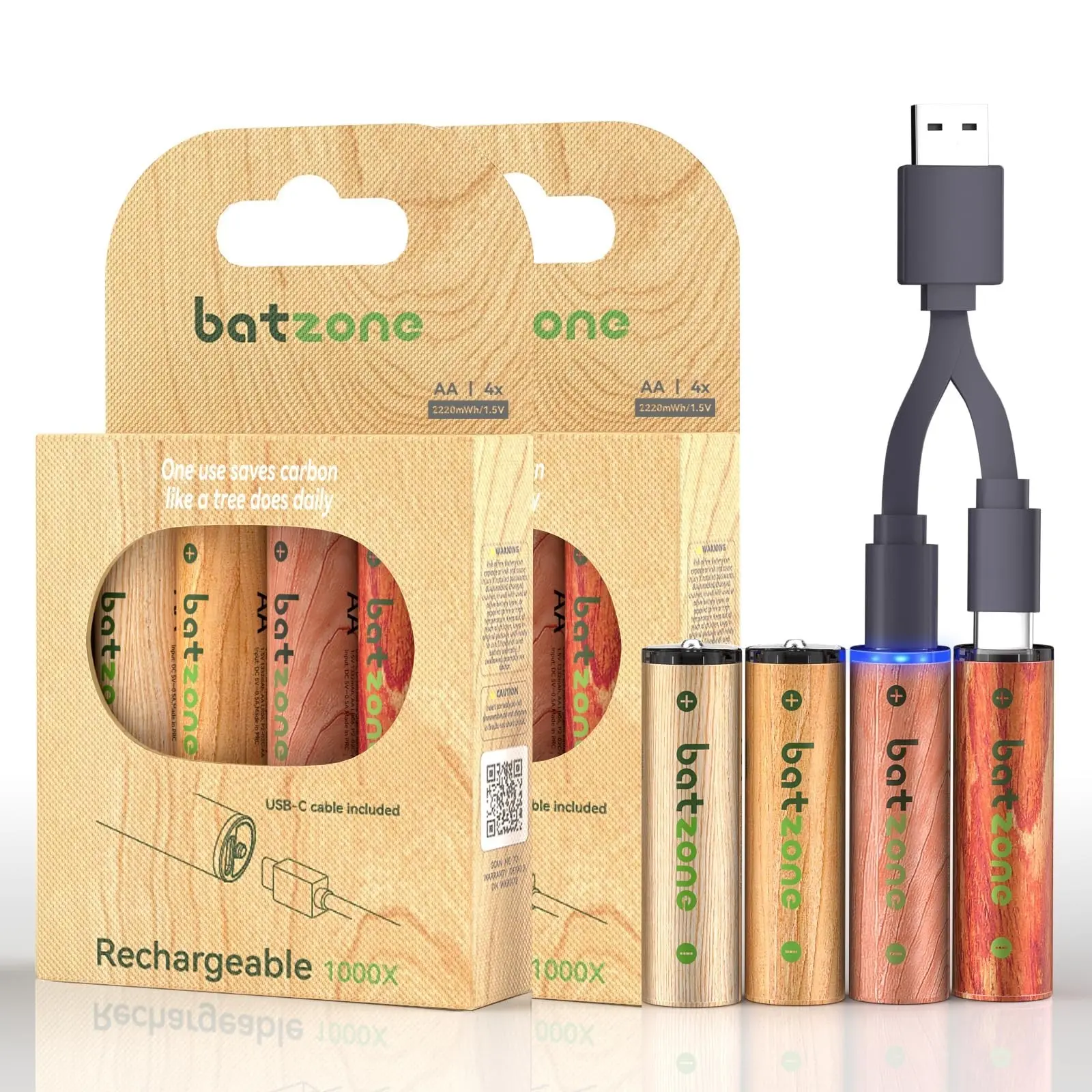 8-Pack 2200mWh 1.5V AA Lithium Rechargeable Batteries, Type-C Port with USB Cable for Universal Electronics Accessories