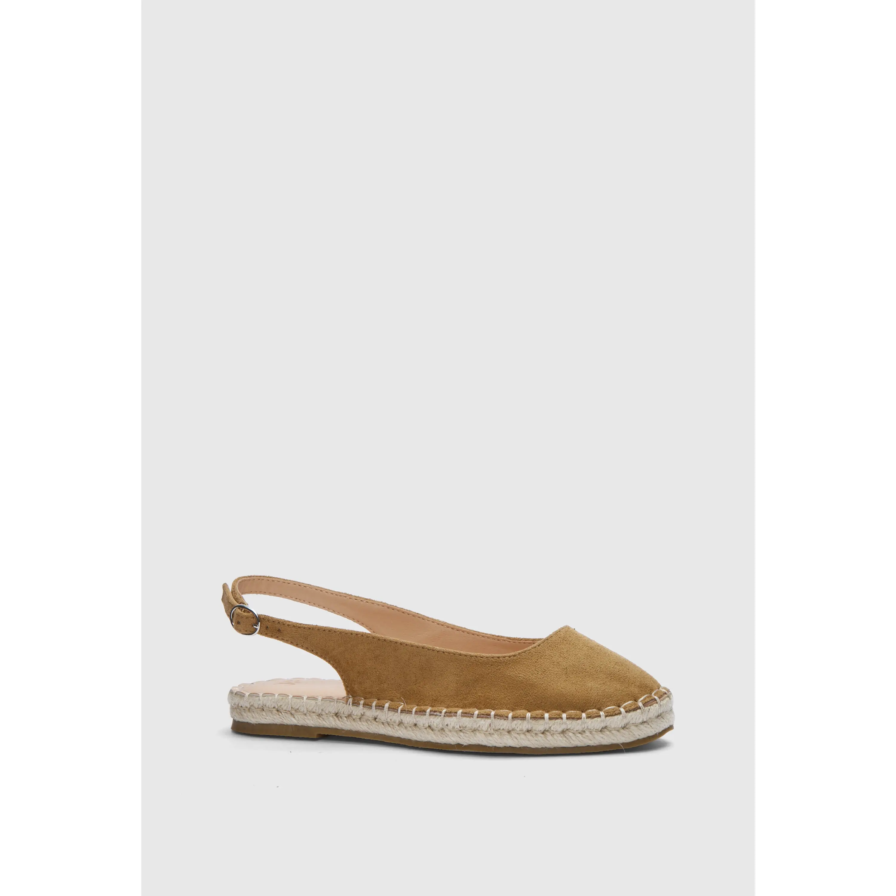 JUST FAB Women's Slingback Espadrille Flats,Suede Buckle Strap Platform Casual Shoes, Flat Summer Vacation Flat Sandals