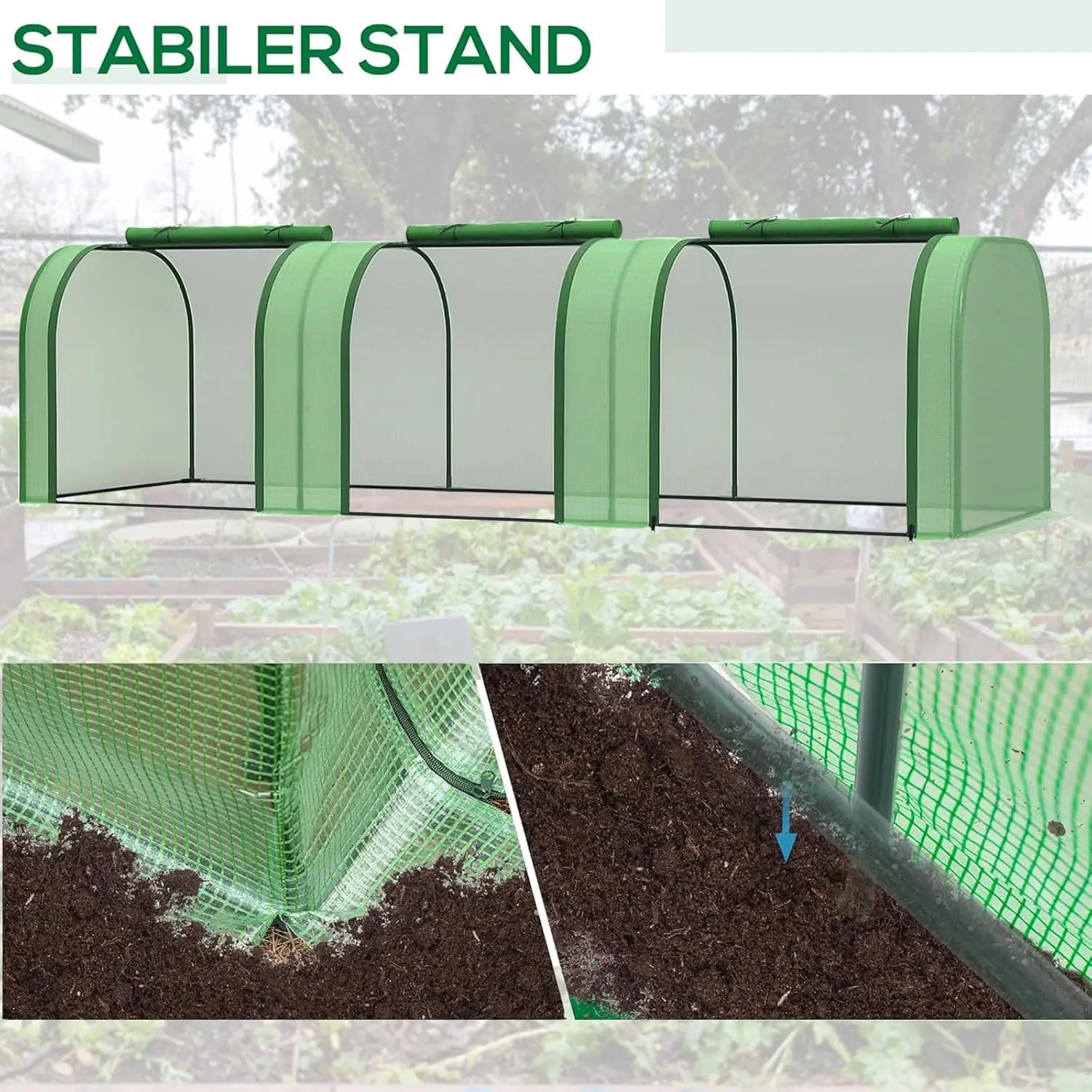 GAOMON Heavy Duty Mini Greenhouse 10' x 3' x 2.5' – Waterproof PE Cover, Sturdy Steel Frame, Roll-Up Zipper Door – Portable Plant Tent for Seedlings, Balcony, Patio, Outdoor Gardens