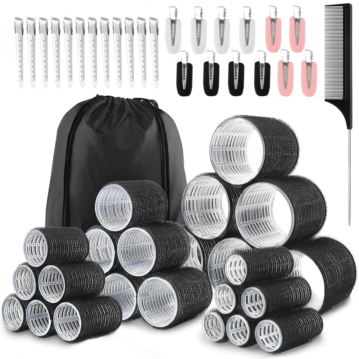 Thermal Rollers Set - 48pcs Set - Hair Curlers & Clips Set, Including 24 Rollers & 24 Clips - Heatless Hair Styling Tools for Long, Medium & Short Hair