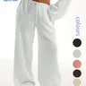 Women's Solid Casual Loose Pocket Woven Thin Sheer Pants, Casual Comfy Wide Leg Trousers for Beach Vacation Holiday, Ladies Bottoms for All Seasons, Baggy Legged Pants