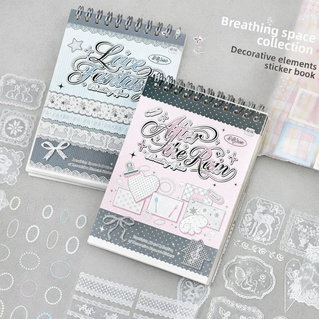 Lacy Retro Decorative Sticker Book with White Space & Decorative Sticker Elements, DIY Crafting Supplies for Scrapbooking & Planners (Toys & Hobbies, Scrapbooking & Stamping), Sheet