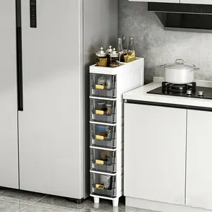 3/4/5/6 drawer ultra-thin storage cabinet with drawers, narrow plastic bathroom organizer, space saving small space cart, kitchen, laundry room