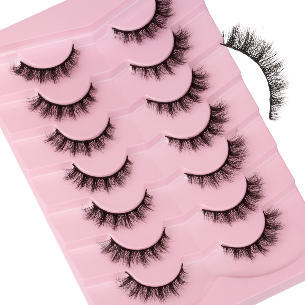 Fluffy False Eyelashes Cluster, Wispy Natural Look Cluster Lashes, Fluffy Curling Eye Makeup Strip Lashes for Women & Girls, High Quality Eyelashes, Wispy Eyelash Clusters, Cosmetic