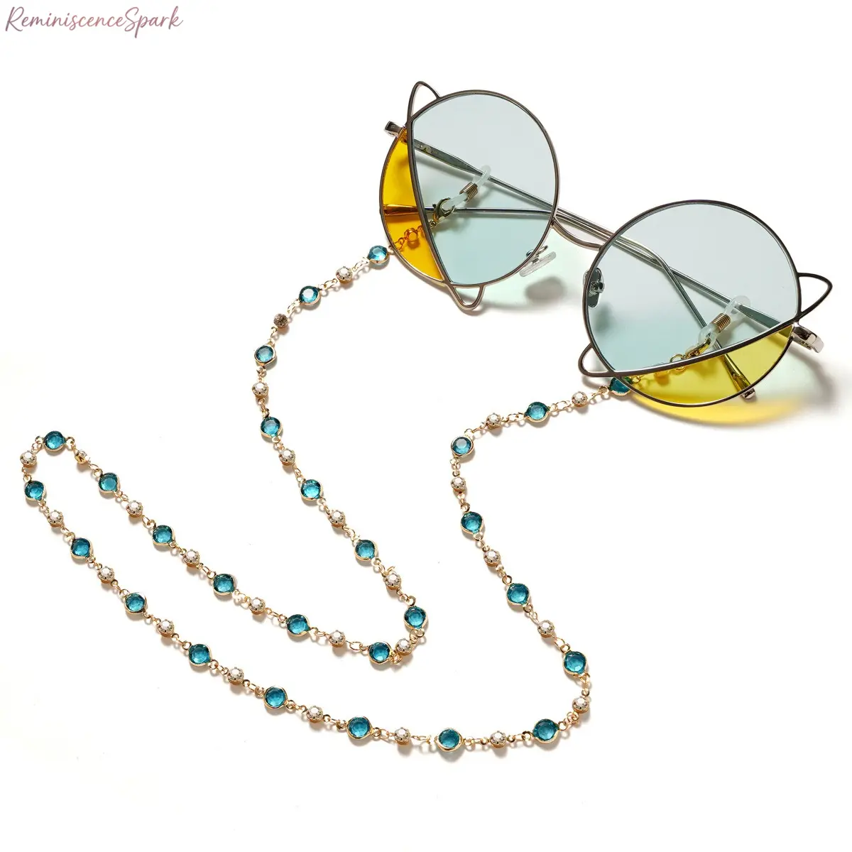 Beaded Metal Zircon Neck Chain - Non-Skid, Anti-Drop Dual-Use Design, Secure Eyewear Retainer & Mask Holder, 1 Size Fits All Lightweight Outdoor Sports Accessory for Back-to-School, Daily Commute, One Size Fits All