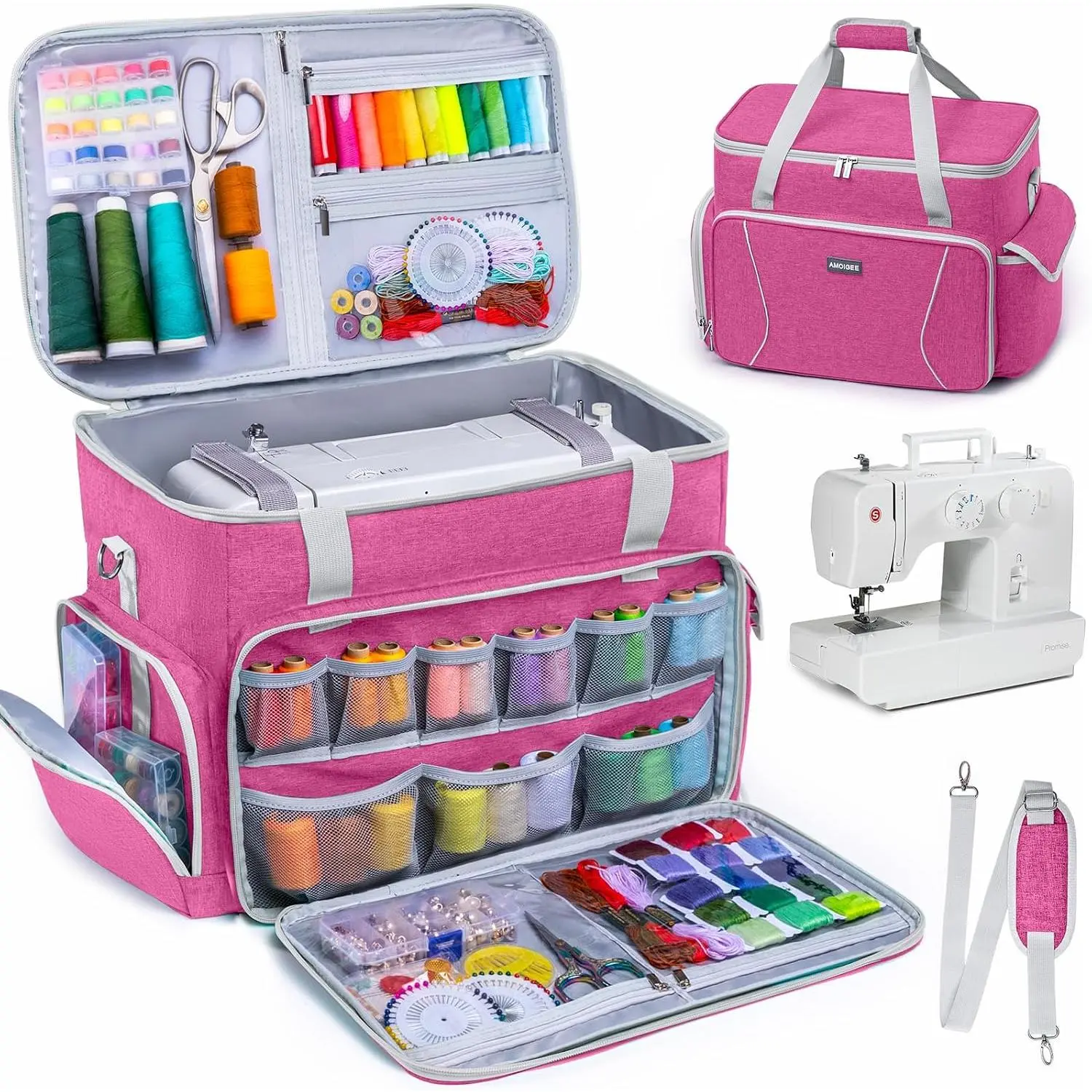 Sewing Machine Case – Heavy Duty Sewing Machine Bag with Thick Padded Bottom, Sewing Tote Fits  Standard Machines Compatible with , , Janome