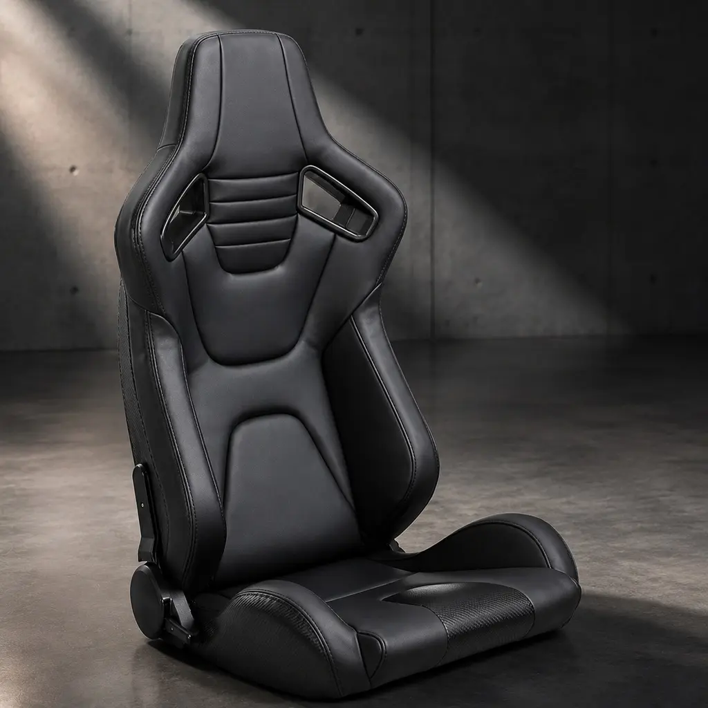 ARCH Universal Racing Seat Reclining Bucket Seat 165 Degree Adjustable Backrest High Quality PVC Leather Black Car Seat for Most Vehicles with Sliders, Black Color Options, PVC Material, Product Dimensions: 20.87 W x 21.85 D x 36.81 H in