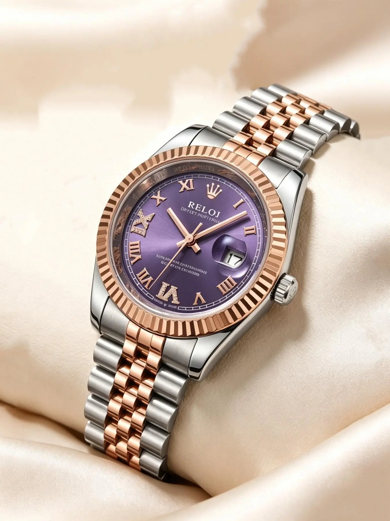 Luxury Elegant Round Dial Roman Numerals Women's Analog Quartz Watch, Stainless Steel Strap, Calendar Display, Waterproof, Elegant Business Casual Gift