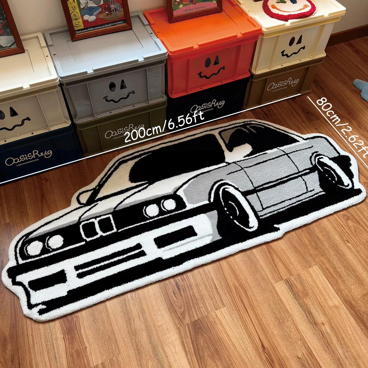 Cartoon Car Shaped Rug, Soft Plush Floor Mat, Decorative Carpet for Home Living Room Bedroom, Vanity Decor Accessories, Gift for Boy