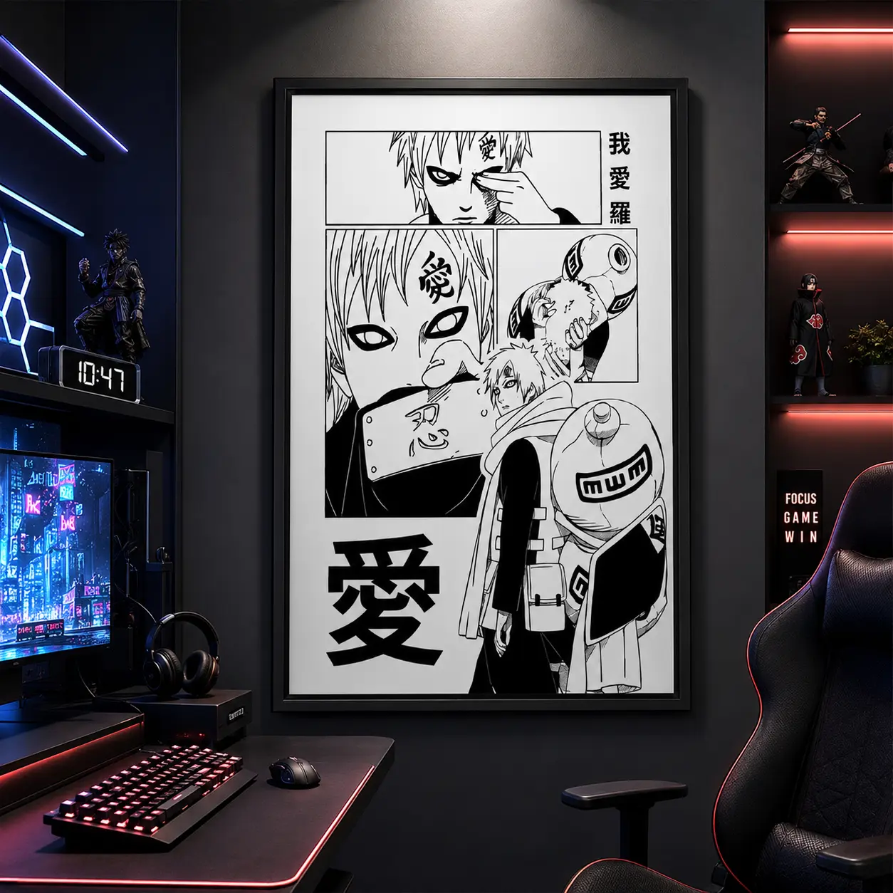 Gaara Naruto Poster, Naruto Wall Art, Naruto Shippuden Anime Poster