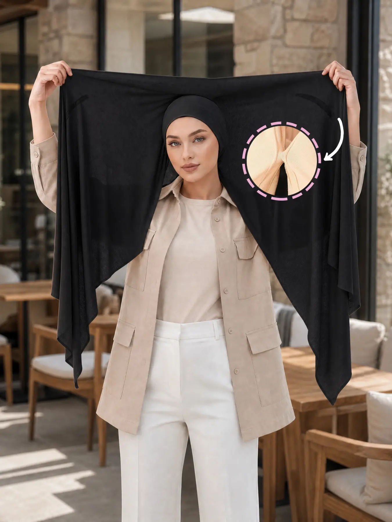 Women's Magnetic Instant Coverage Jersey Modest Stretchy Stretchable Hijab, Soft Breathable All-Seasons Hijab, Casual Daily Wear, Gift for Family & Friends, Muslim, Modesty