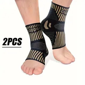 Copper Ion Sports Ankle Brace, Compression Anti-Sprain Ankle Sleeve, Ideal for Running, Basketball, Fitness, Daily Walking, 2 Pairs
