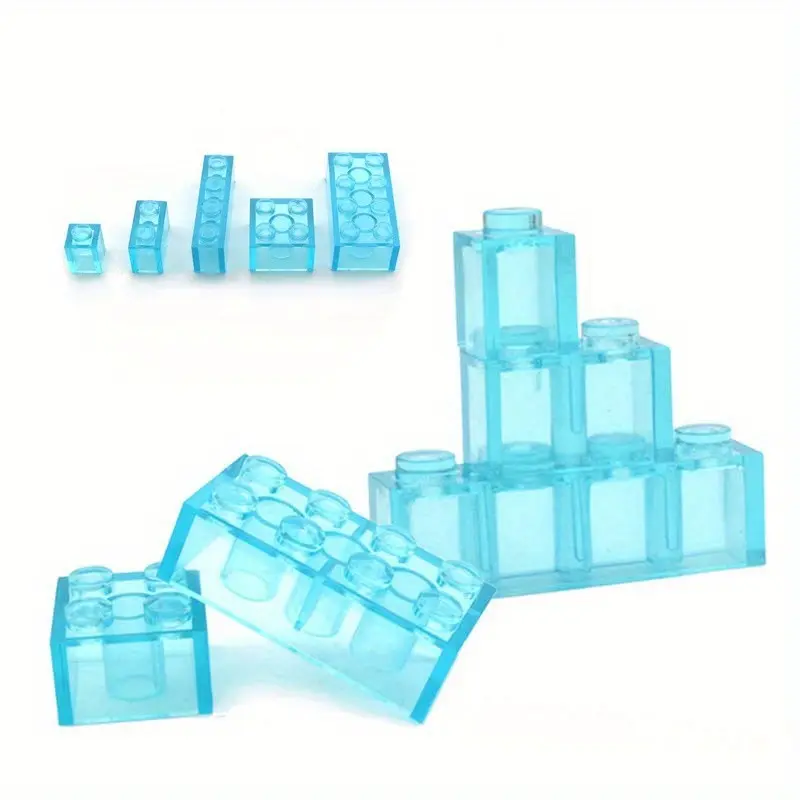 140pcs DIY Classic Building Blocks Parts Transparent Blue Clear Small Particle Bricks Educational Creative Toys for Children 1x1 1x2 2x2 2x4