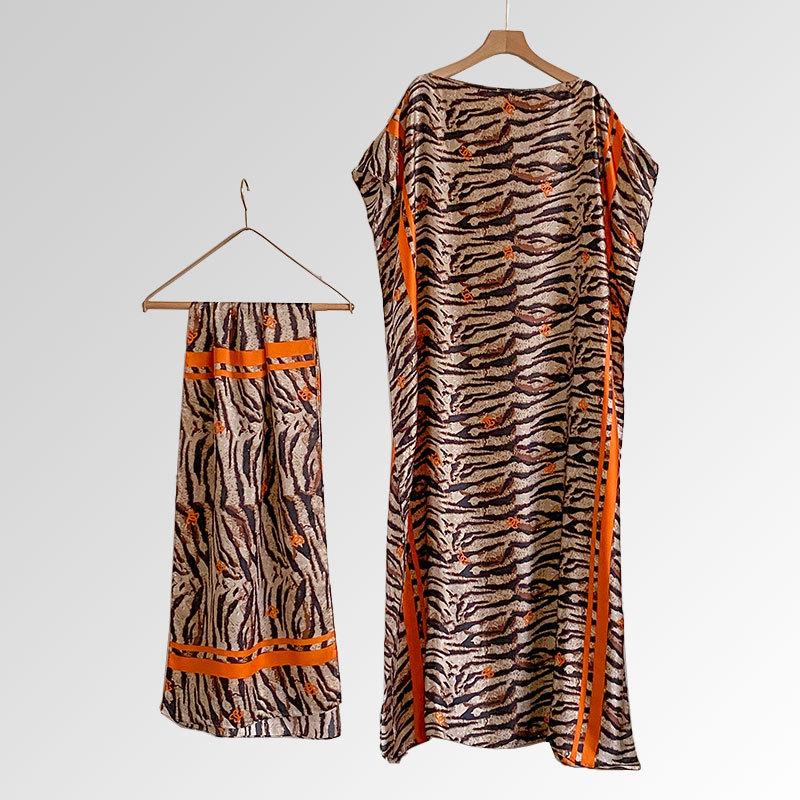 Women's Floral Print Long Dress & Scarf Set,Boho Casual Shawl Dress & Scarf Set for BeachVacation Holiday, Ladies Clothes for AllSeasons