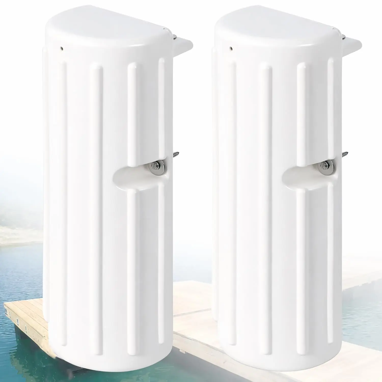 Durable Marine Grade PVC Dock Bumpers for Boats, UV Resistant Vertical Edge & Side Dock Protection, Complete with Mounting Hardware, 2 Pack