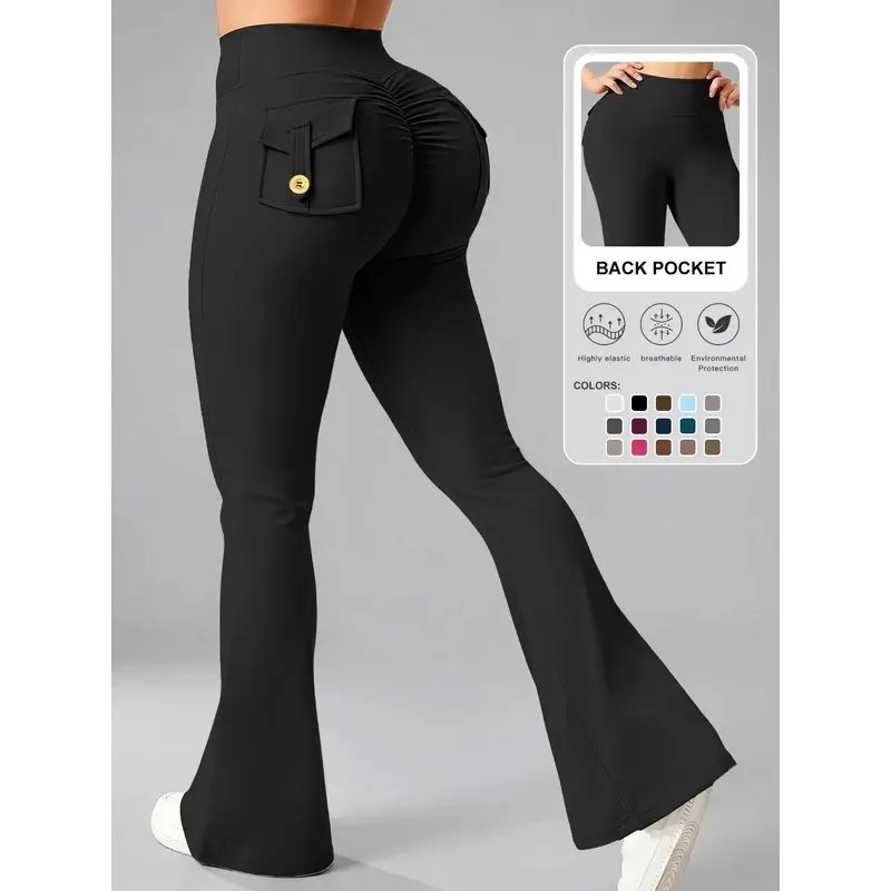 Women High Waist Pocket Skinny Yoga Pants All Season Gym Running Sport Trousers