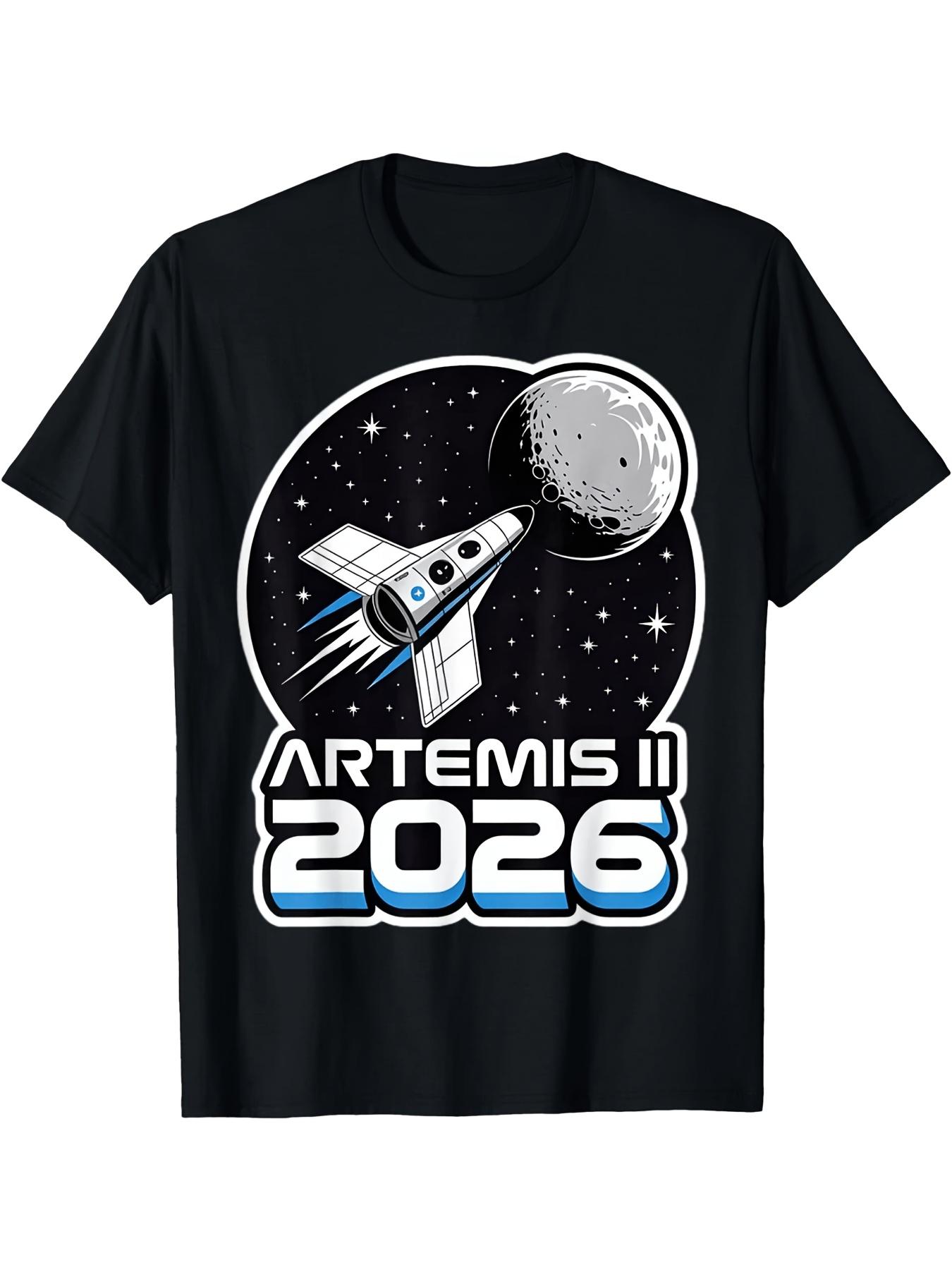 Artemis II Launch to The Moon 2026 Unisex Men Women T-Shirt Casual Outdoor Wear Loose Fit Style Street Hip-Hop T-Shirt Ideal Gift for Couple Parties Or Birthdays