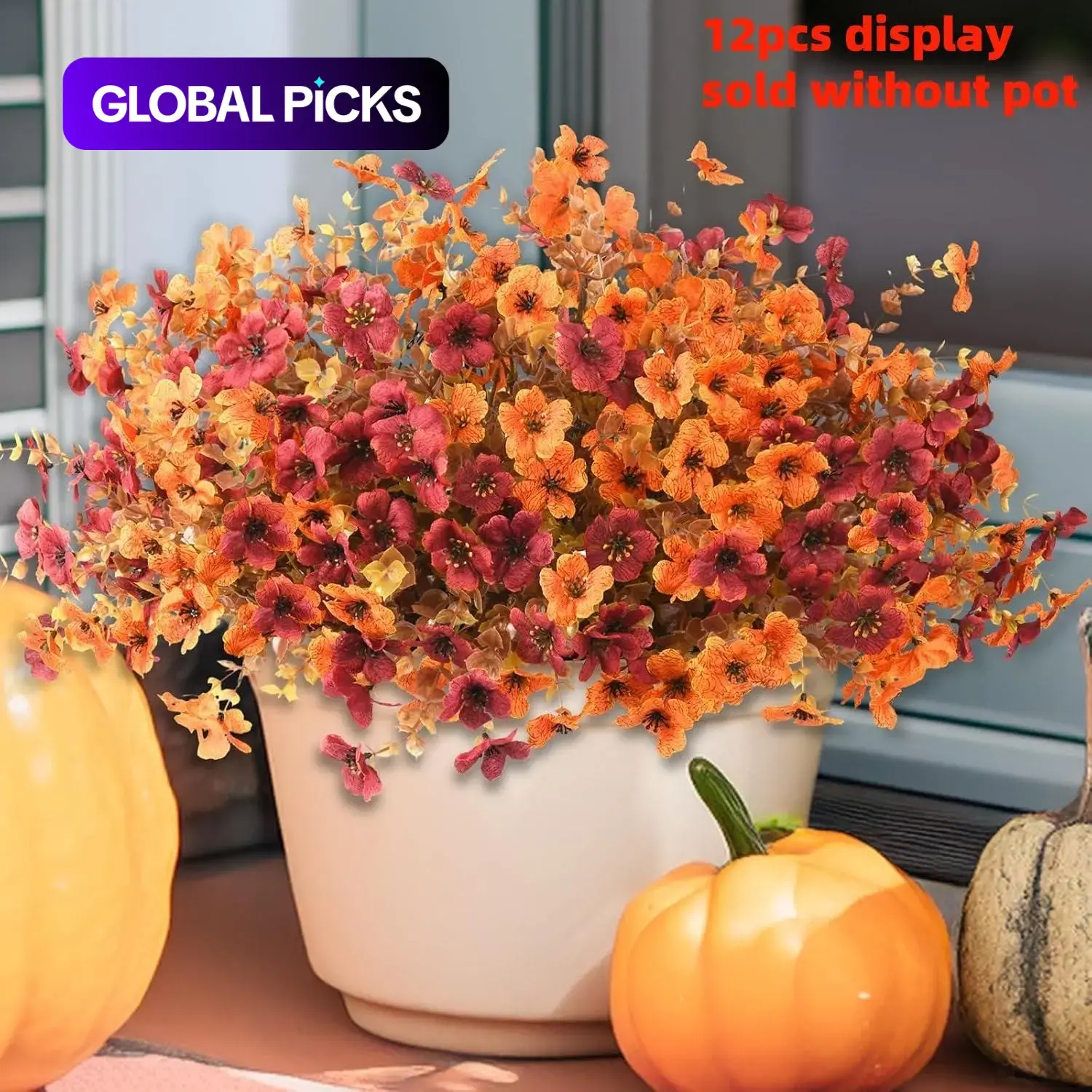 Artificial Flowers Set of 12 for Autumn Decoration, Lifelike Shape, No Maintenance, Garden, Balcony, Artificial Outdoor Flowers, Harvest Festival, Thanksgiving, Decorative Flower Ornaments, Faux Flower Decor, Artificial Flower Arrangements #GLOBAL PICKS