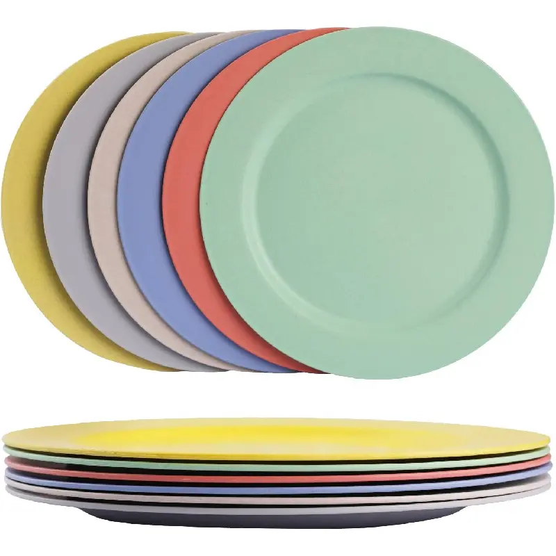 10inch/6pcs Dishwasher & Microwave Safe Wheat Straw Plates - Lightweight Reusable Unbreakable Dinner Plates, Non-toxin, BPA Free and Healthy for Kids & Adultskb