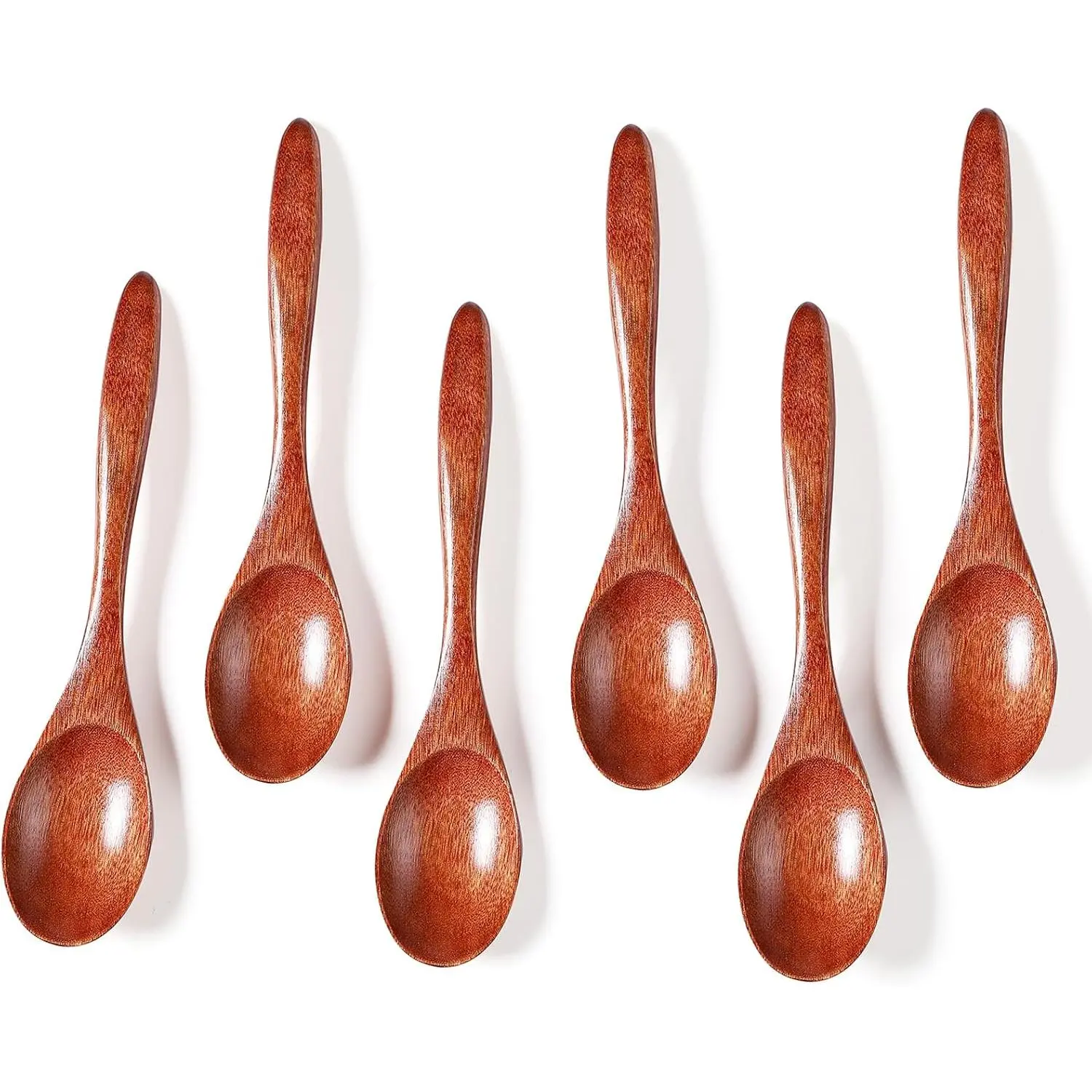 Small Wooden Spoons for Eating, 5.7 Inch  Spoons for Honey, Hardwood Honey Teaspoon for Coffee, Soup, Sugar, Jam Condiments (6PCS)