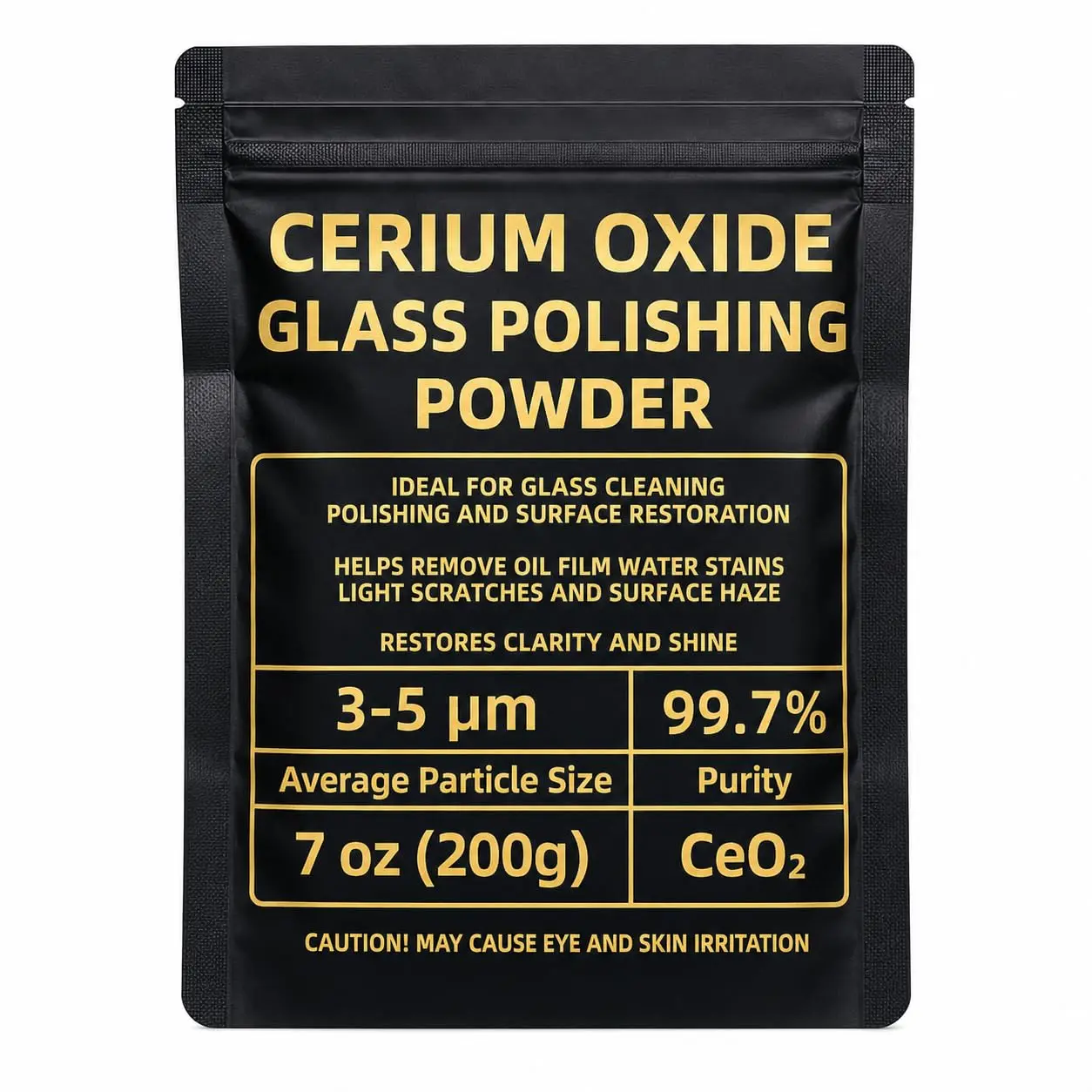99% Cerium Oxide Glass Polishing Powder (7oz/200g) - For Automotive Windshield, Mix with Water, Removes Oil Films, Water Spots, Swirl Marks, Wiper Streaks, Haze, Boosts Clarity, Deep-Cleans Glass Surfaces