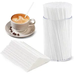 600 Pcs White Coffee Stirrers Stir Sticks Set - Acrylic Stir Stick Holder Cocktail Straws Bar Straws Drink Stirrers for Coffee Juice Whiskey Home Kitchen Party Supplies