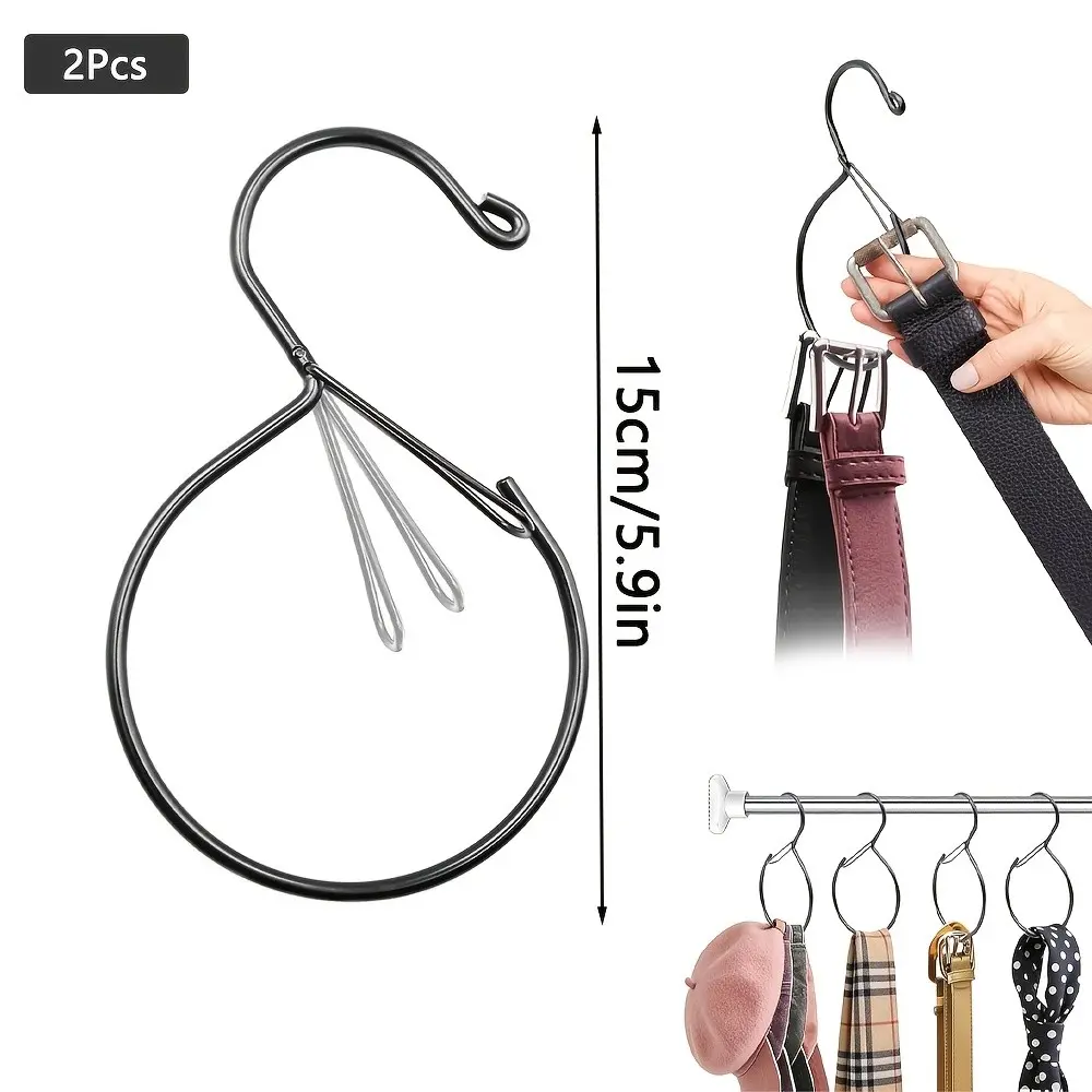 2pcs Spring Buckle Anti Drop Hook Windproof No Punching Metal Hook Bathroom Balcony Kitchen Anti Drop Storage Heavy Duty S Hooks, 14.99 cm Large S Hooks, Black S Shaped Hook